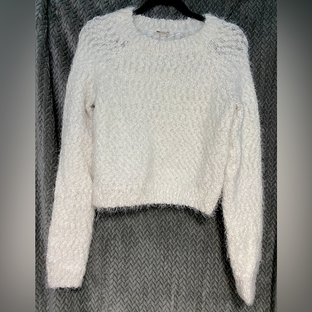 Garage - White Fuzzy Sweater - Medium